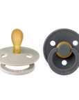 BIBS Pacifier Original COLOUR Latex 2 PK Symmetrical Sand / Iron (Min. of 2 PK, multiples of 2 PK)