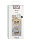 BIBS Pacifier Original COLOUR Latex 2 PK Symmetrical Vanilla / Cloud (Min. of 2 PK, multiples of 2 PK)