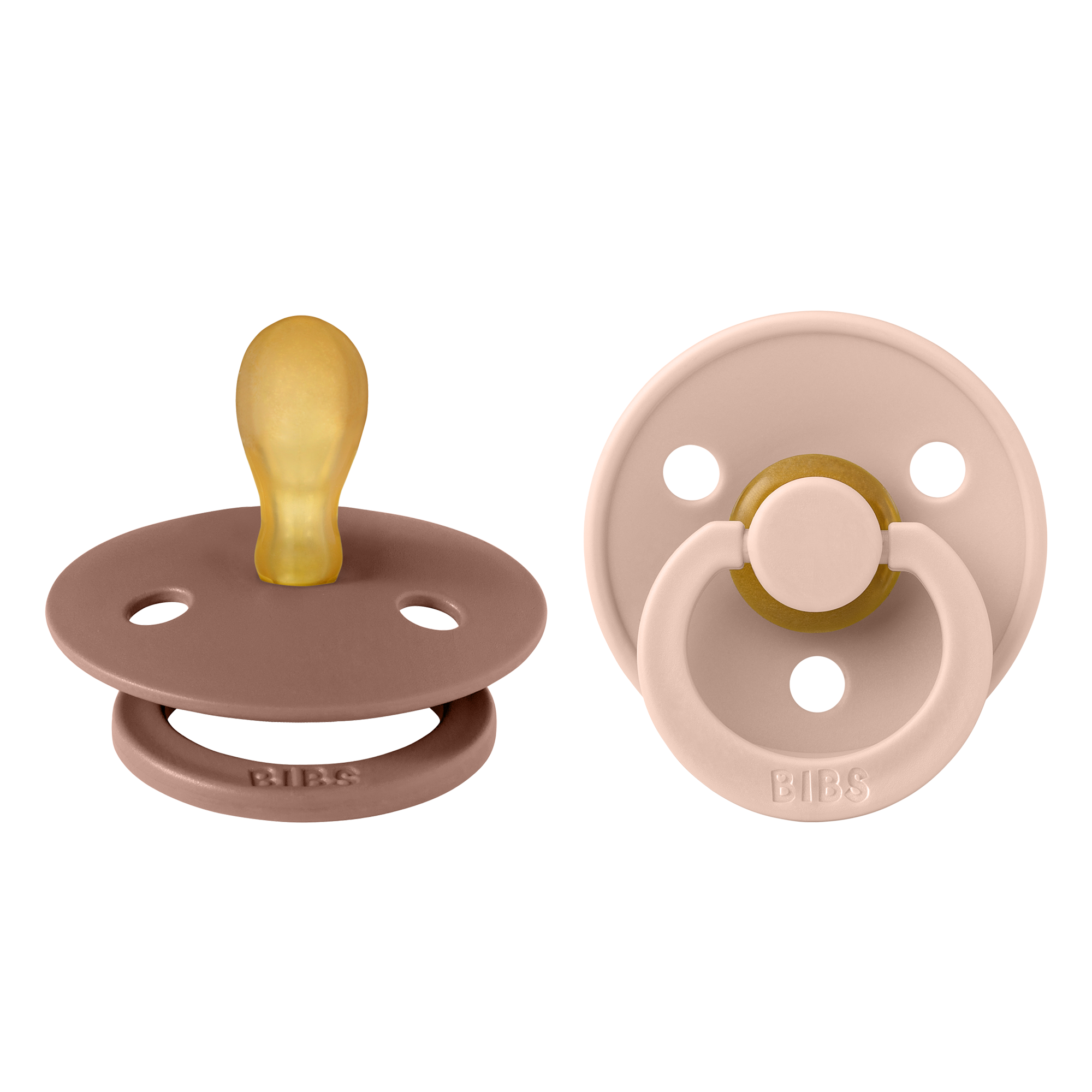 BIBS Pacifier Original COLOUR Latex 2 PK Symmetrical Woodchuck / Blush (Min. of 2 PK, multiples of 2 PK)