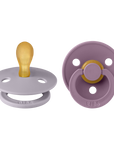 BIBS Pacifier Original COLOUR Latex 2 PK Symmetrical Fossil Grey / Mauve (Min. of 2 PK, multiples of 2 PK)