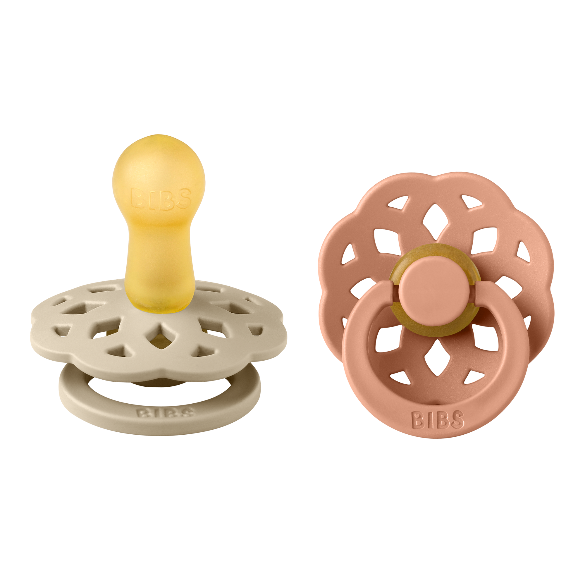 BIBS® Pacifier Boheme Latex 2 PK Vanilla / Peach (Min. of 2 PK, multiples of 2 PK)