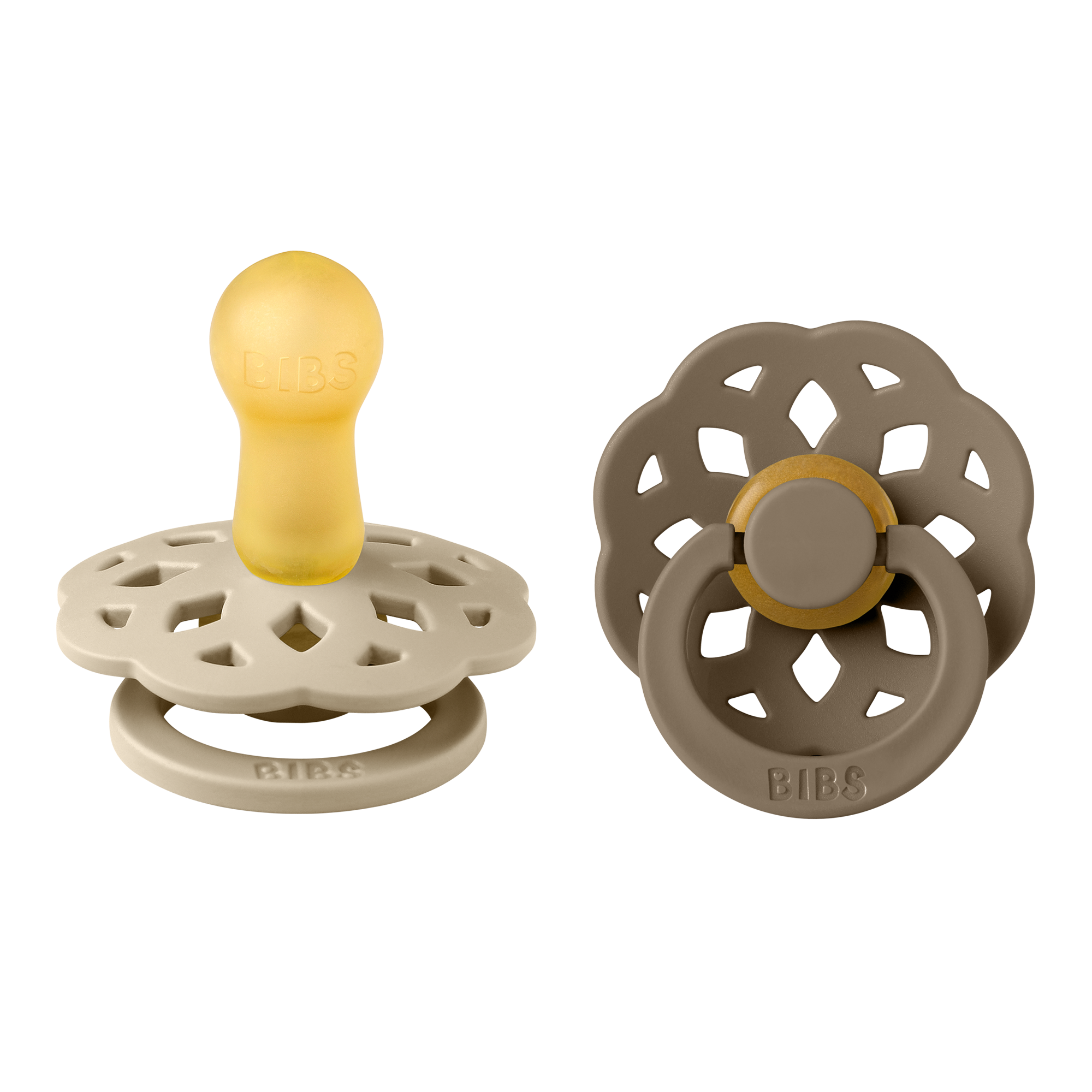 BIBS® Pacifier Boheme Latex 2 PK Vanilla / Dark Oak (Min. of 2 PK, multiples of 2 PK)