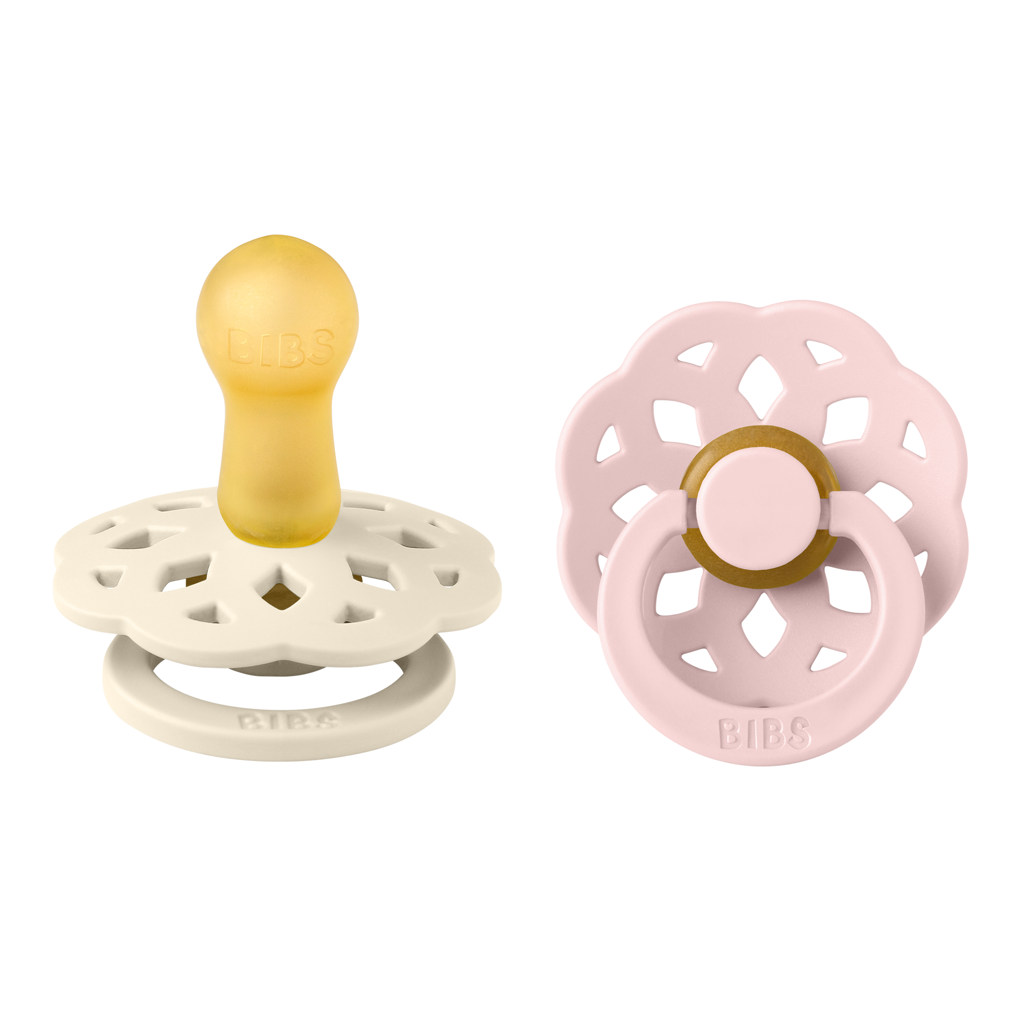 BIBS® Pacifier Boheme Latex 2 PK Ivory / Blossom (Min. of 2 PK, multiples of 2 PK)