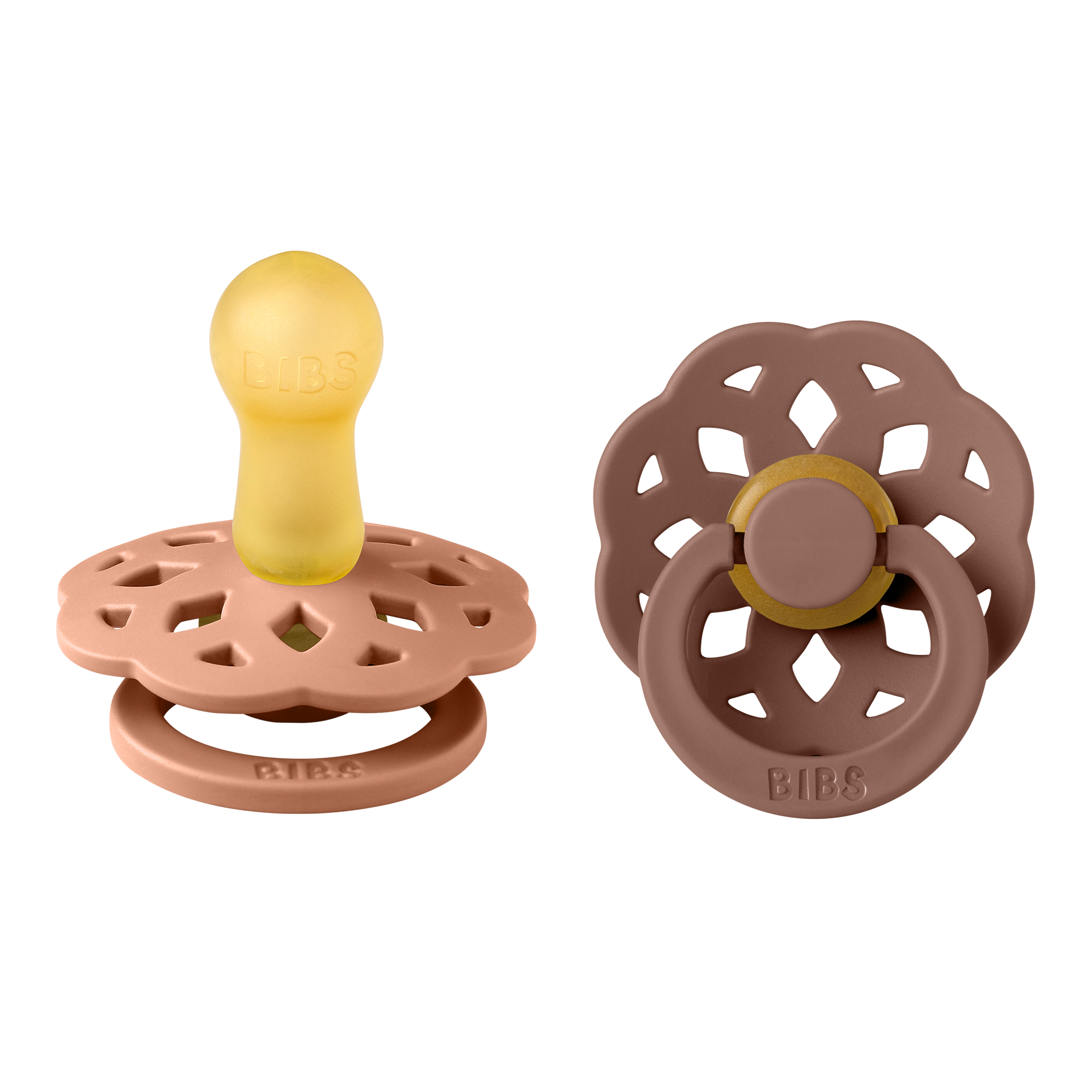 BIBS® Pacifier Boheme Latex 2 PK Peach / Woodchuck (Min. of 2 PK, multiples of 2 PK)