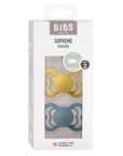 BIBS Pacifier SUPREME Silicone 2 PK Mustard/Petrol (Min. of 2 PK, multiples of 2 PK)