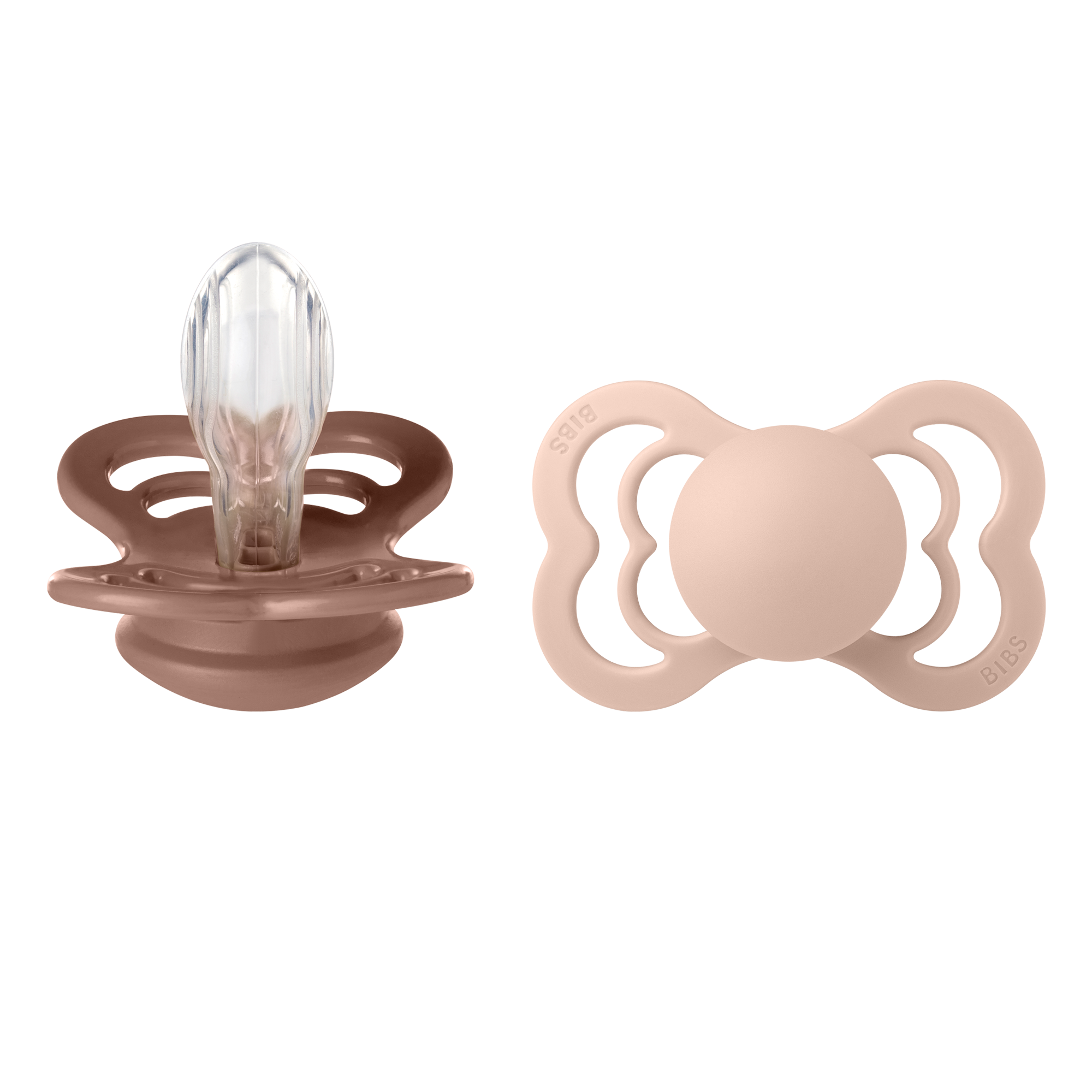 BIBS Pacifier SUPREME Silicone 2 PK Woodchuck / Blush (Min. of 2 PK, multiples of 2 PK)