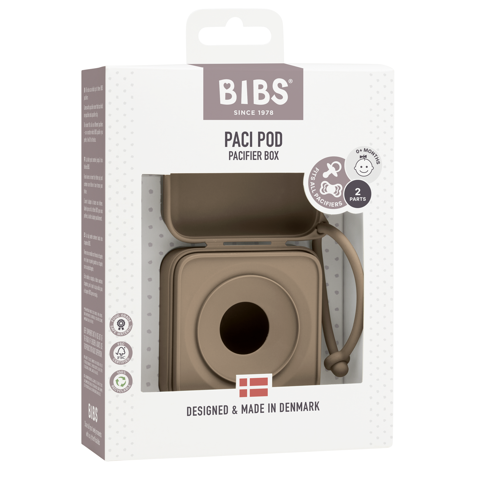 BIBS Pacifier Box Dark Oak (Min. of 2 PK, multiples of 2 PK)