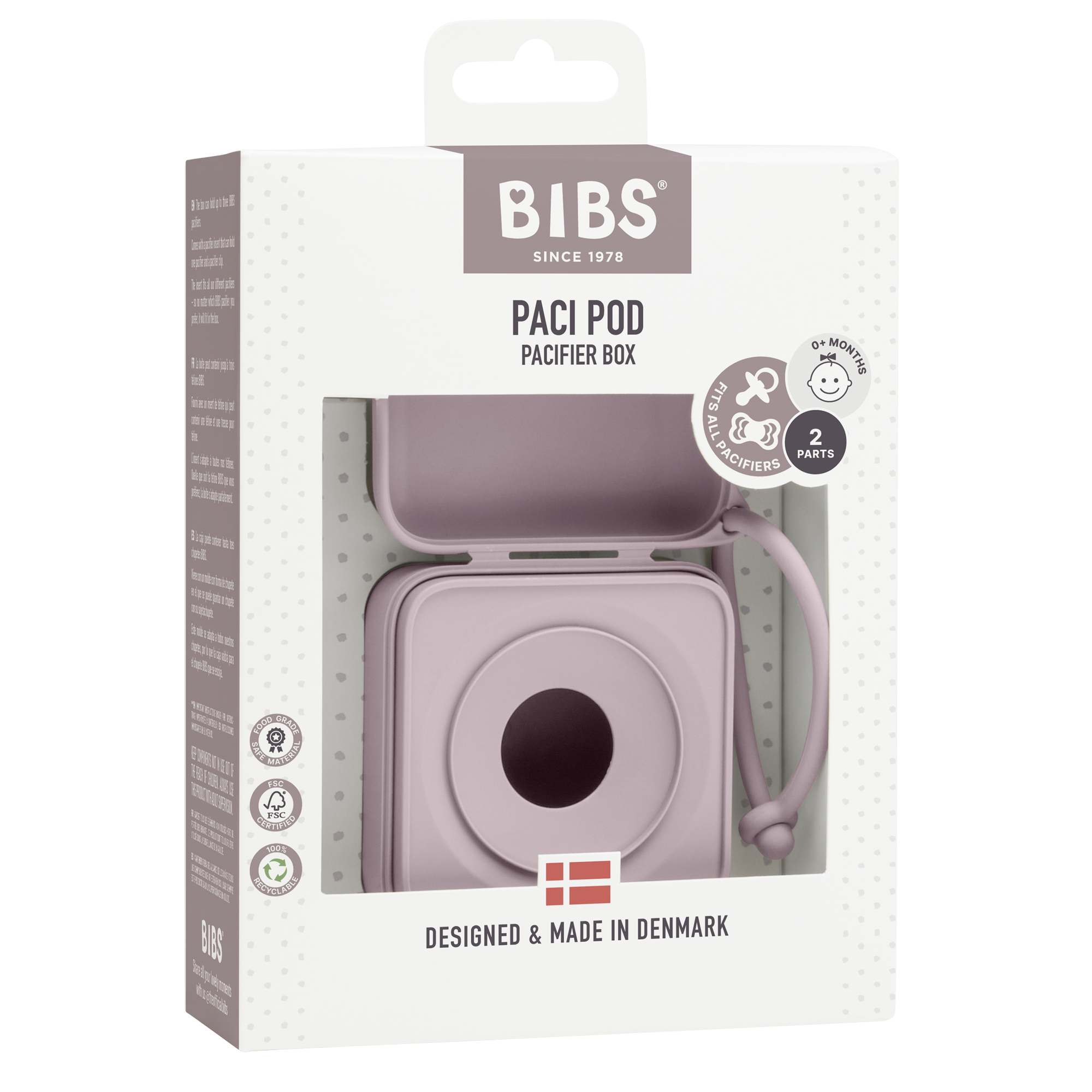BIBS Pacifier Box Dusky Lilac (Min. of 2 PK, multiples of 2 PK)