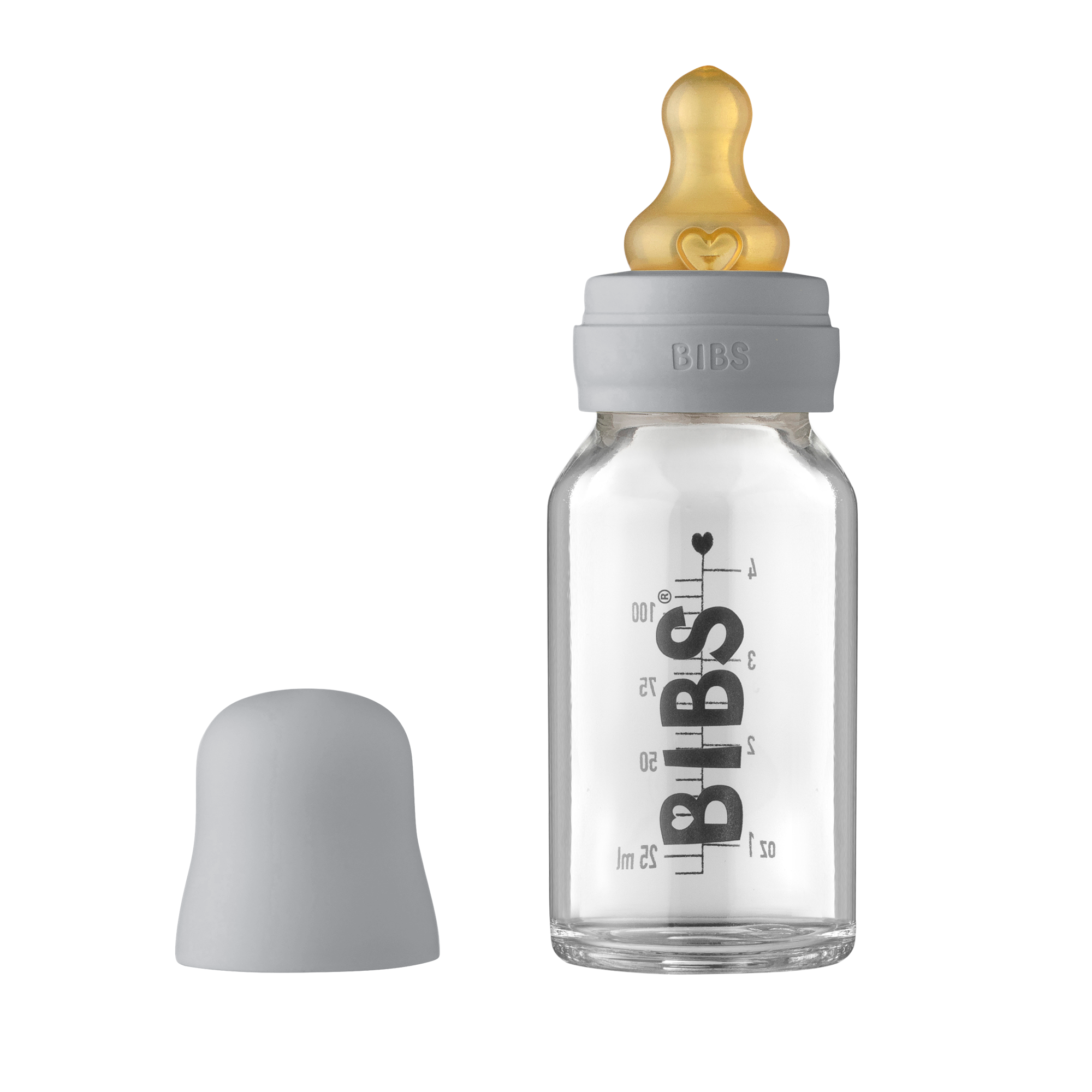 BIBS Baby Glass Bottle Complete Set Latex 110ml Cloud (Min. of 2 PK , multiples of 2 PK)