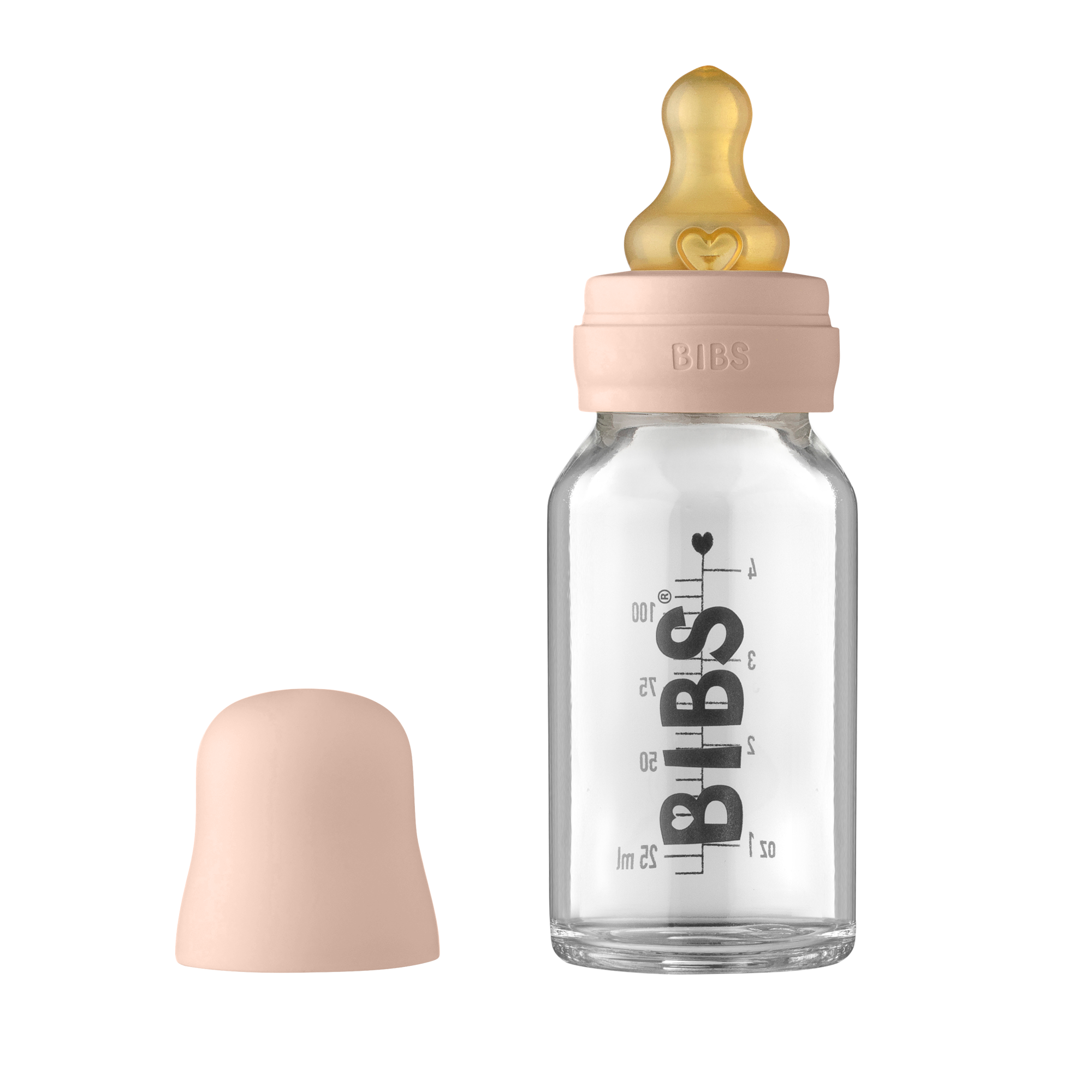 BIBS Baby Glass Bottle Complete Set Latex 110ml Blush (Min. of 2 PK , multiples of 2 PK)