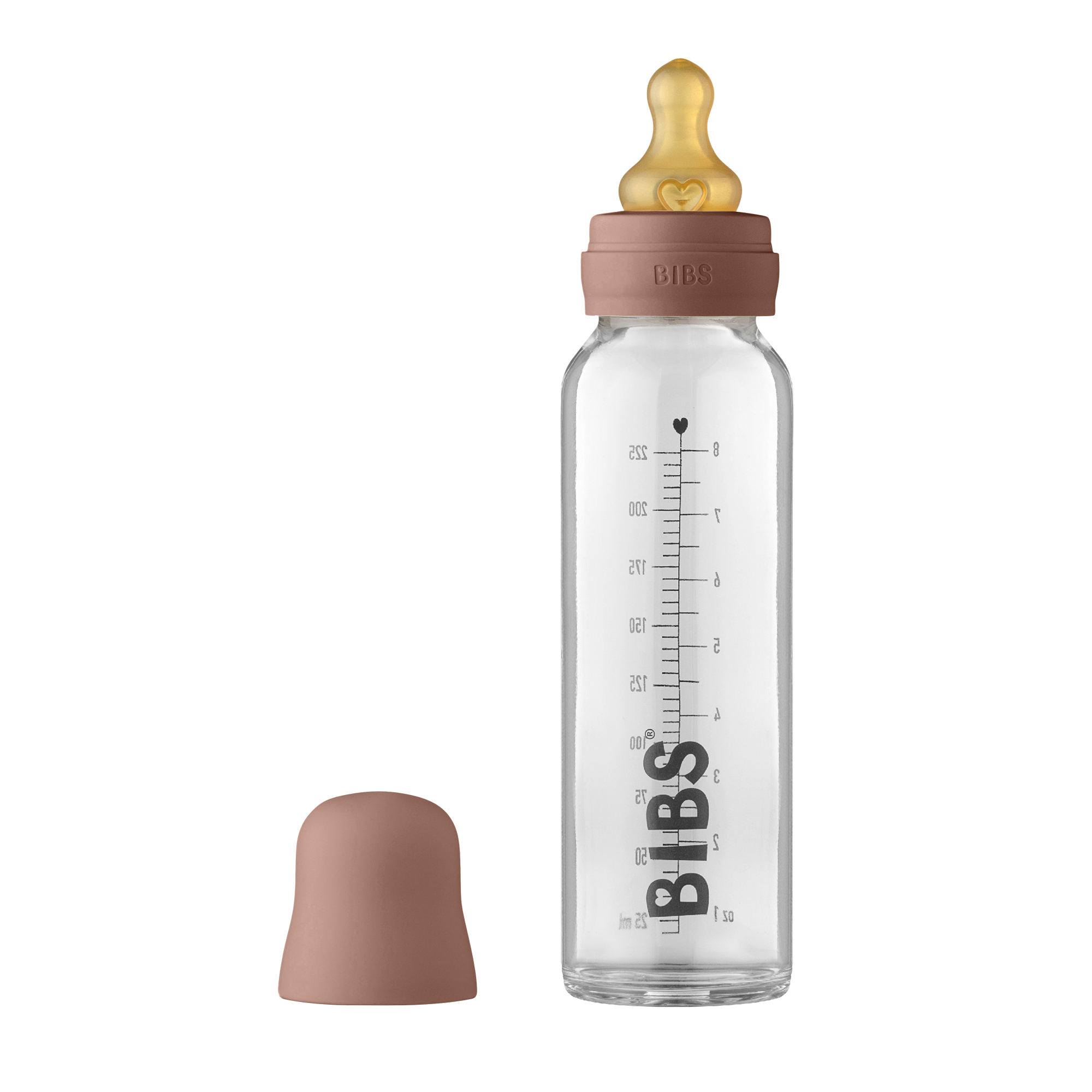 BIBS Baby Glass Bottle Complete Set Latex 225ml Woodchuck (Min. of 1 PK, multiples of 1 PK)