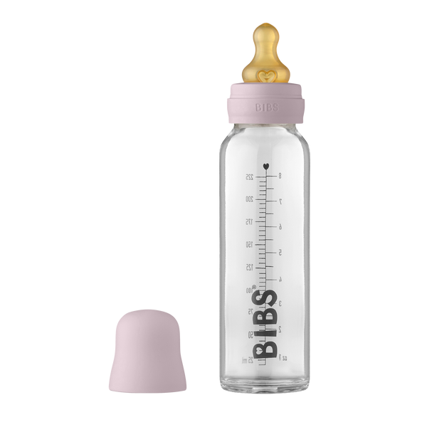 BIBs Baby Glass Bottle Complete Set Latex 225ml Dusky Lilac (Min. of 2 PK , multiples of 2 PK)
