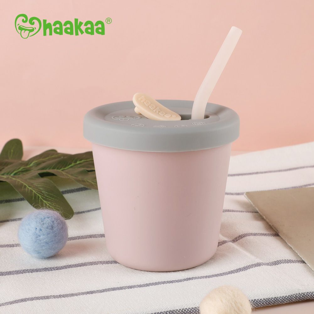 New Lower price! Haakaa Silicone Sippy Straw Cup - Blush (Min. of 4, multiples of 4)