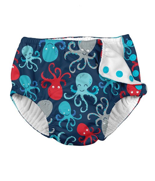 Snap Reusable Absorbent Swimsuit Diaper-Navy Octopus (Min. of 2, multiples of 2)