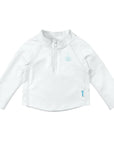 Long Sleeve Zip Rashguard Shirt-White (Min. of 2, multiples of 2)
