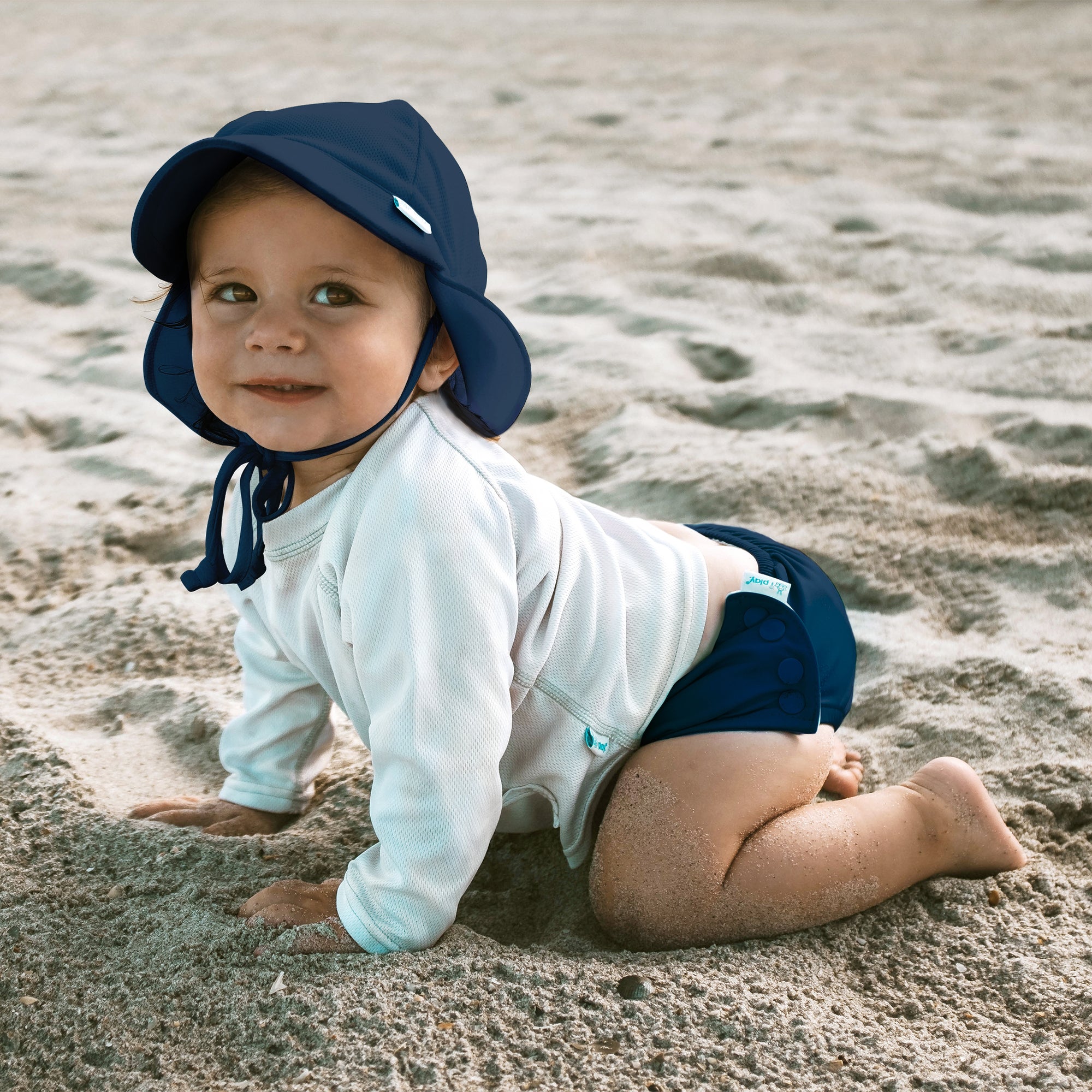 Flap Sun Protection Hat in Navy (Min. of 3, multiples of 3)
