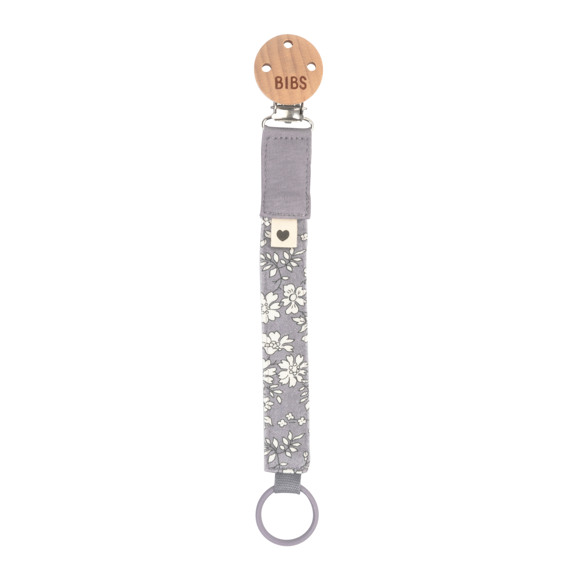 Liberty x BIBS Pacifier Clip Capel Fossil Grey ONE SIZE (Min. of 2 PK , multiples of 2 PK)