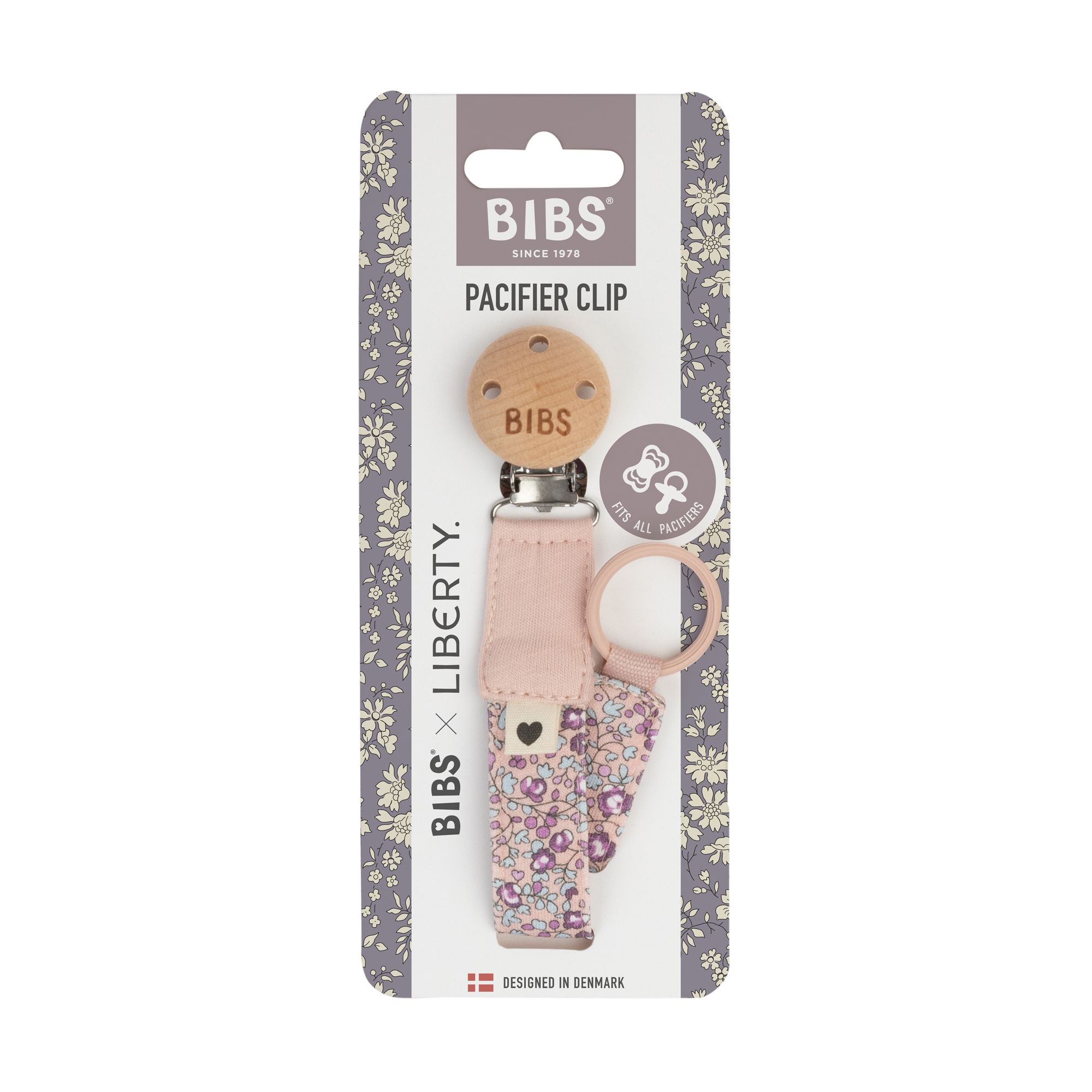 Liberty x BIBS Pacifier Clip Eloise Blush ONE SIZE (Min. of 2 PK , multiples of 2 PK)