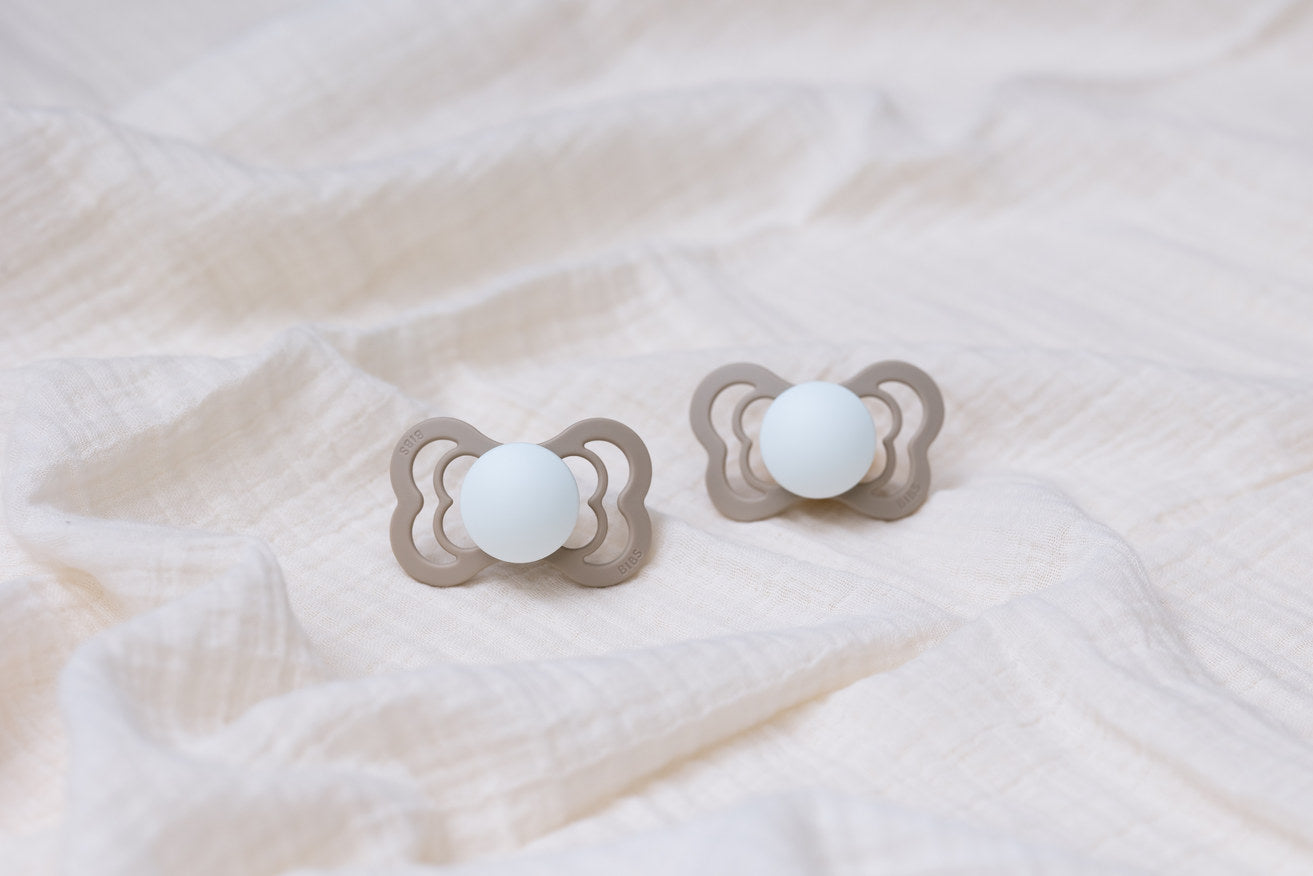 BIBS Pacifier Supreme Latex 2 PK Blush GLOW / Vanilla GLOW (Min. of 2 PK, multiples of 2 PK)