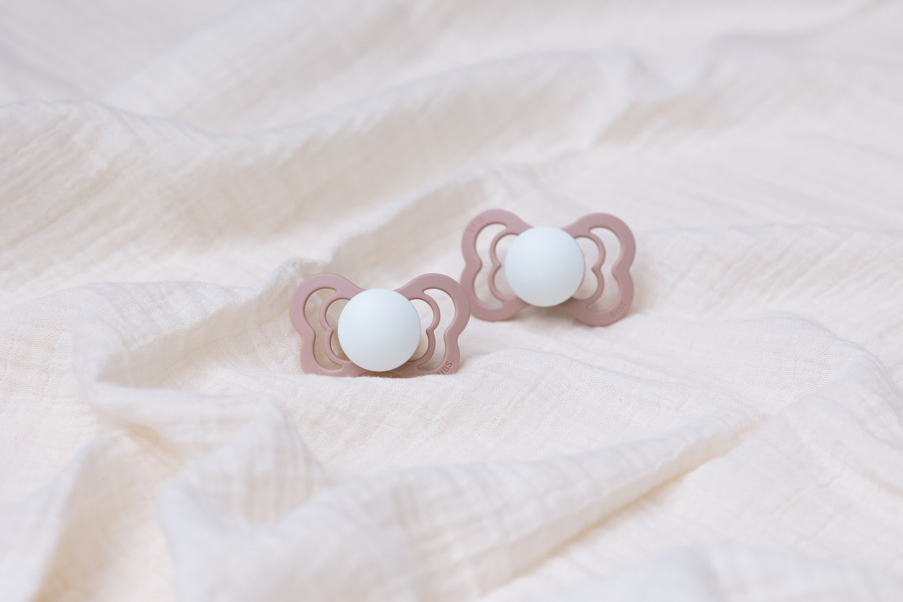 BIBS Pacifier Supreme Silicone 2 PK Blush GLOW / Vanilla GLOW (Min. of 2 PK, multiples of 2 PK)