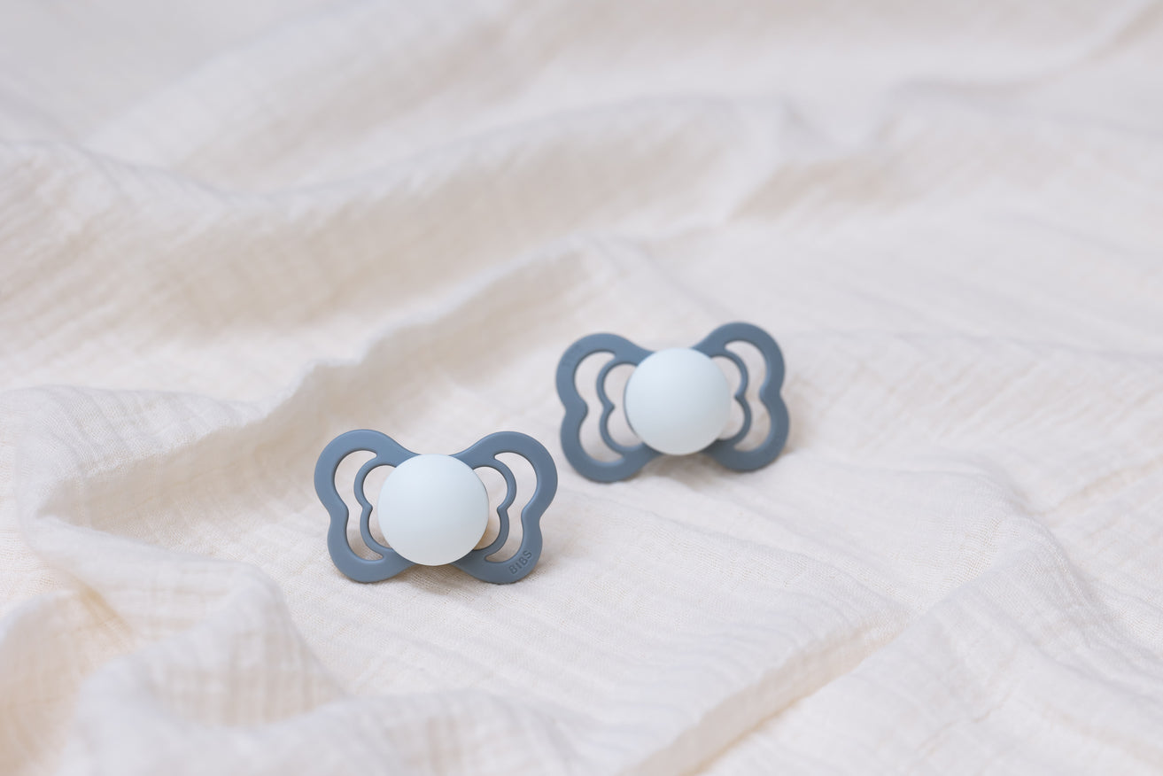 BIBS Pacifier Supreme Silicone 2 PK Sage GLOW / Cloud GLOW (Min. of 2 PK, multiples of 2 PK)