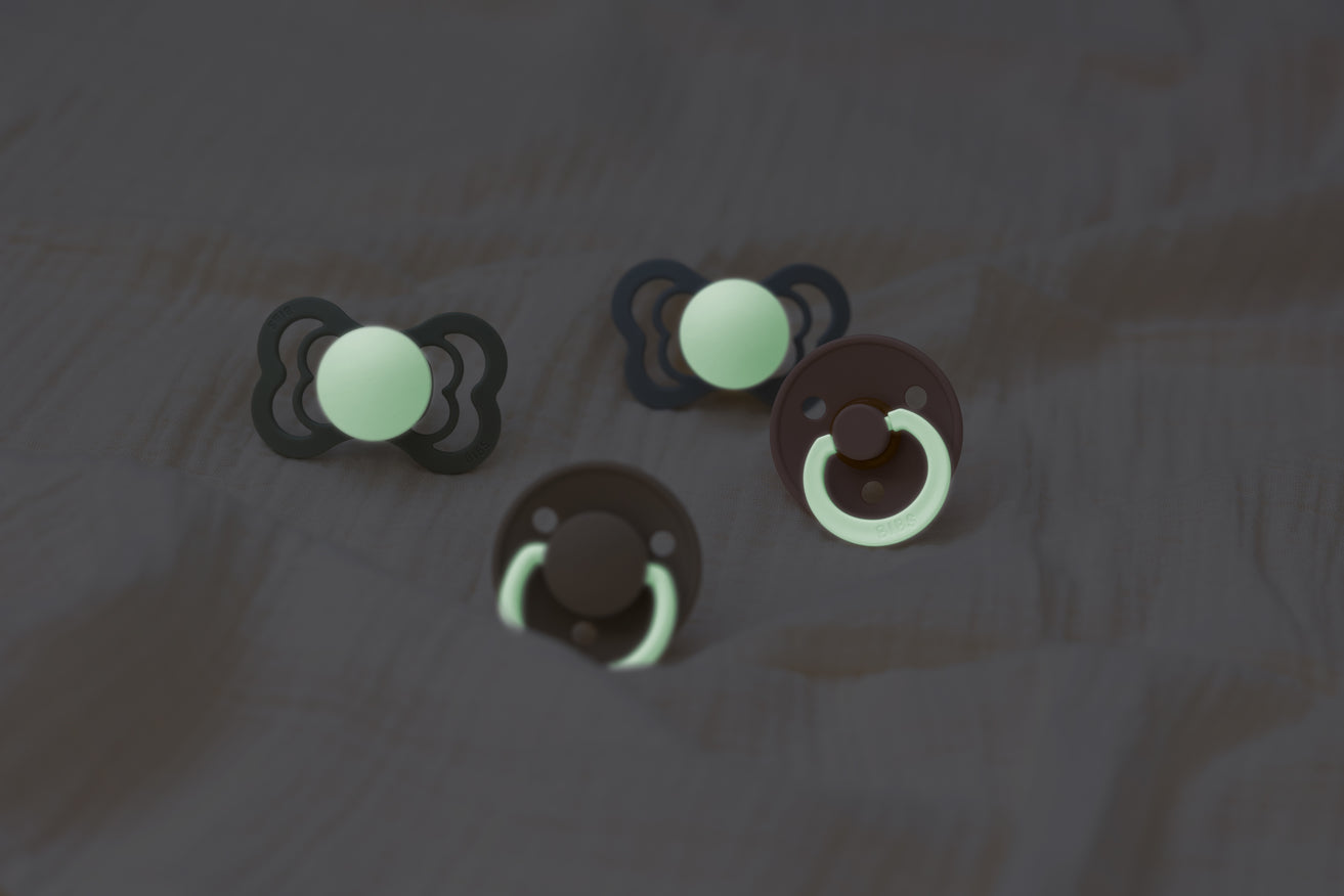 BIBS Pacifier Supreme Latex 2 PK Blush GLOW / Vanilla GLOW (Min. of 2 PK, multiples of 2 PK)