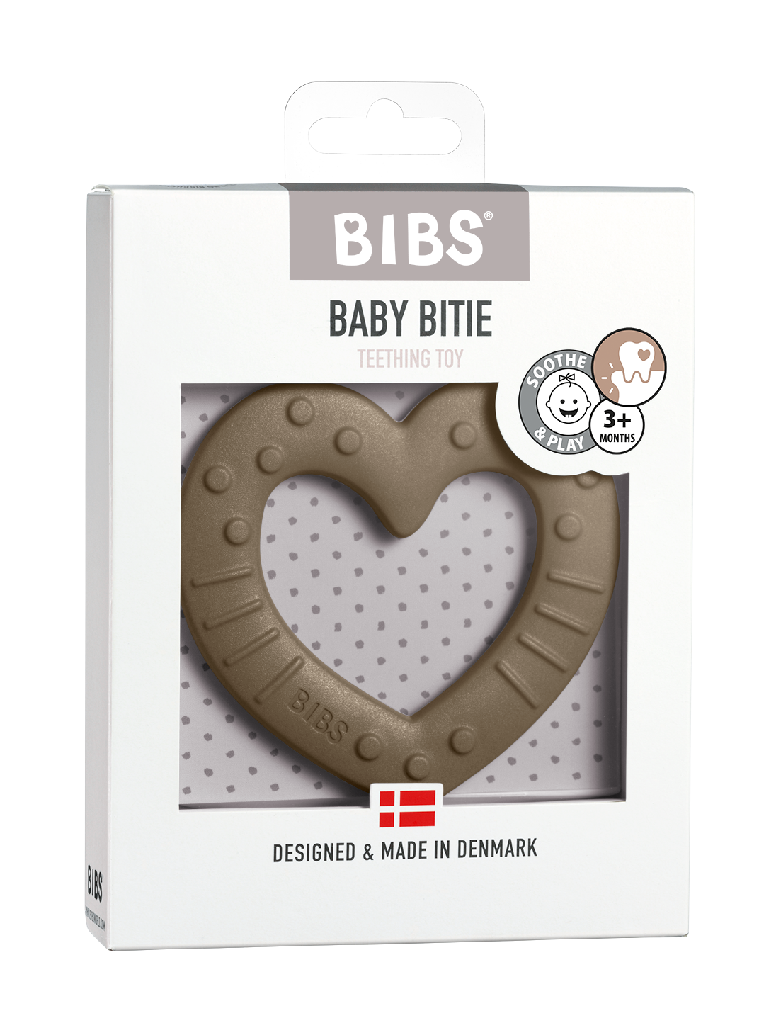 BIBS Baby Bitie Heart Dark Oak ONE SIZE (Min. of 2 PK , multiples of 2 PK)