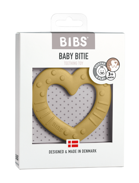 BIBS Baby Bitie Heart Mustard ONE SIZE(Min. of 2 PK , multiples of 2 PK)