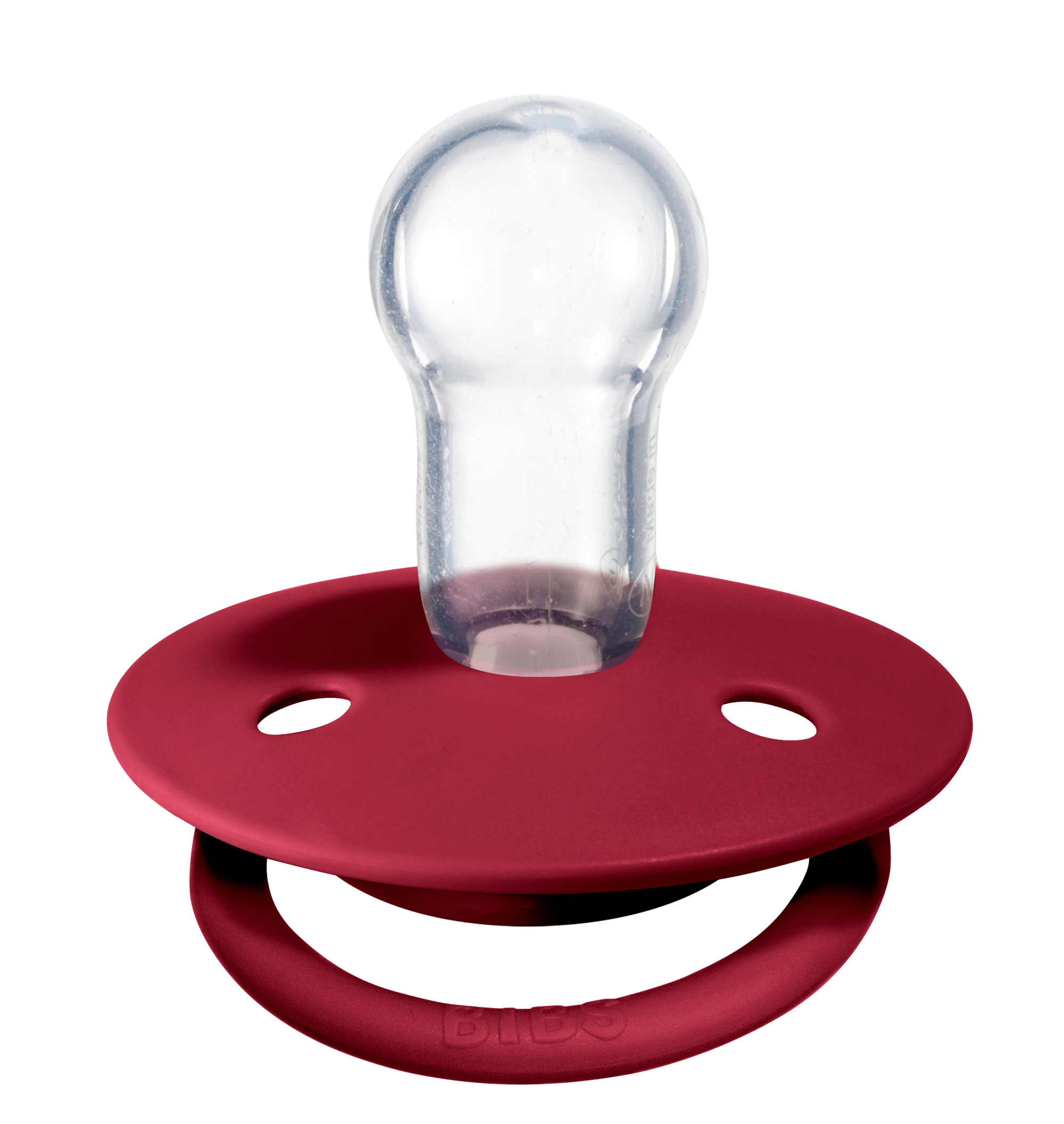 BIBS Pacifier De Lux Silicone 2 PK Ruby ONE SIZE (Min. of 2 PK, multiples of 2 PK)