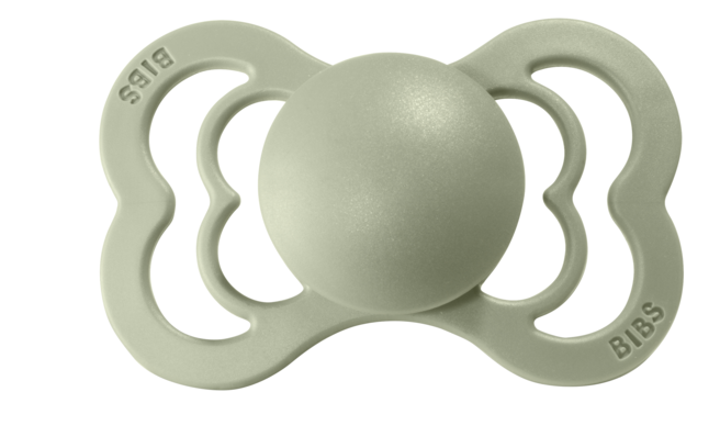 BIBS Pacifier SUPREME Latex 2 PK Ivory / Sage (Min. of 2 PK, multiples of 2 PK)