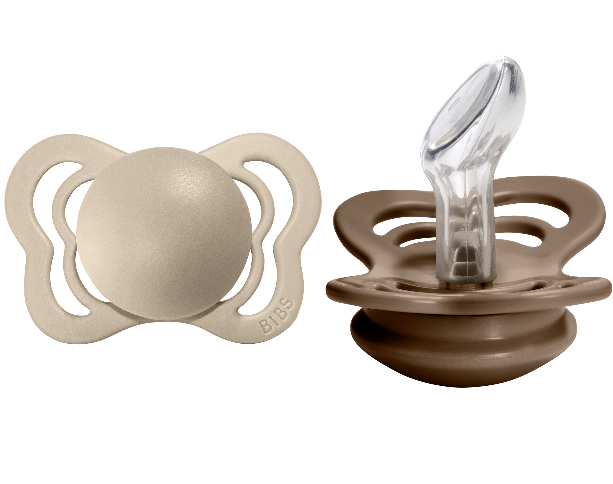 BIBS Pacifier COUTURE Silicone 2 PK Vanilla / Dark Oak (Min. of 2 PK, multiples of 2 PK)