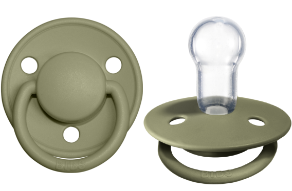 BIBS Pacifier De Lux Silicone 2 PK Olive ONE SIZE (Min. of 2 PK, multiples of 2 PK)
