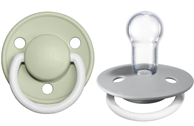 BIBS Pacifier De Lux Silicone 2 PK Sage GLOW / Cloud GLOW ONE SIZE (Min. of 1 PK, multiples of PK)