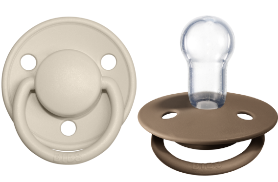 BIBS Pacifier De Lux Silicone 2 PK Vanilla / Dark Oak ONE SIZE (Min. of 2 PK, multiples of 2 PK)