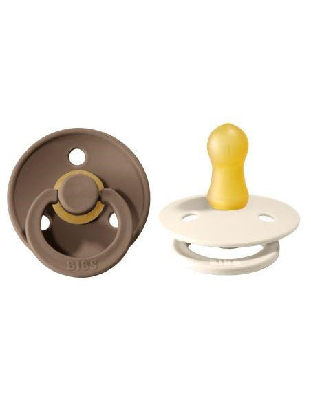 BIBS Pacifier Original COLOUR Latex 2 PK Dark Oak / Ivory (Min. of 2 PK, multiples of 2 PK)