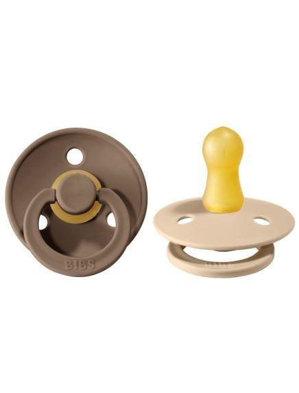 BIBS Pacifier Original COLOUR Latex 2 PK Dark Oak / Vanilla (Min. of 2 PK, multiples of 2 PK)