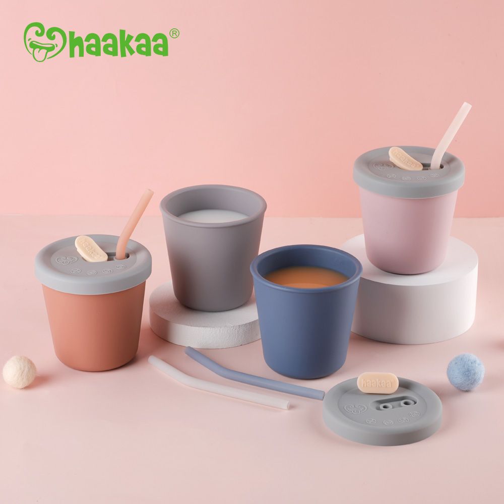 New Lower price! Haakaa Silicone Sippy Straw Cup - Blush (Min. of 4, multiples of 4)