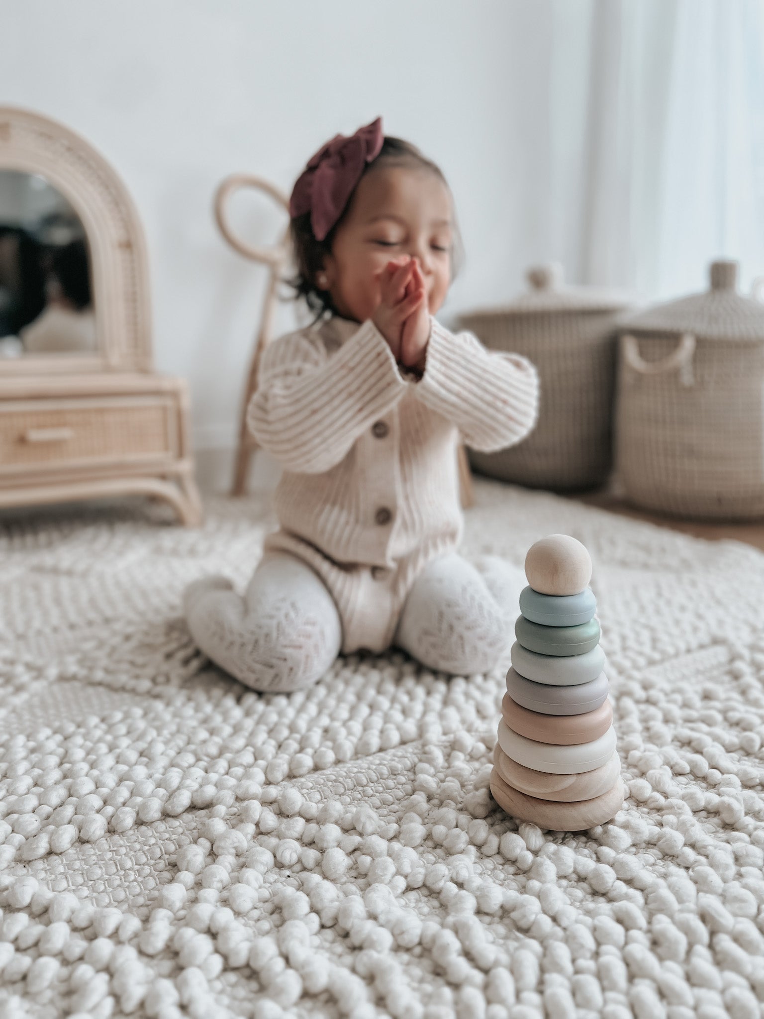 noüka Wood and Silicone Stacker-Sand Tower (Min. Of 2 PK, Multiples of 2 PK)