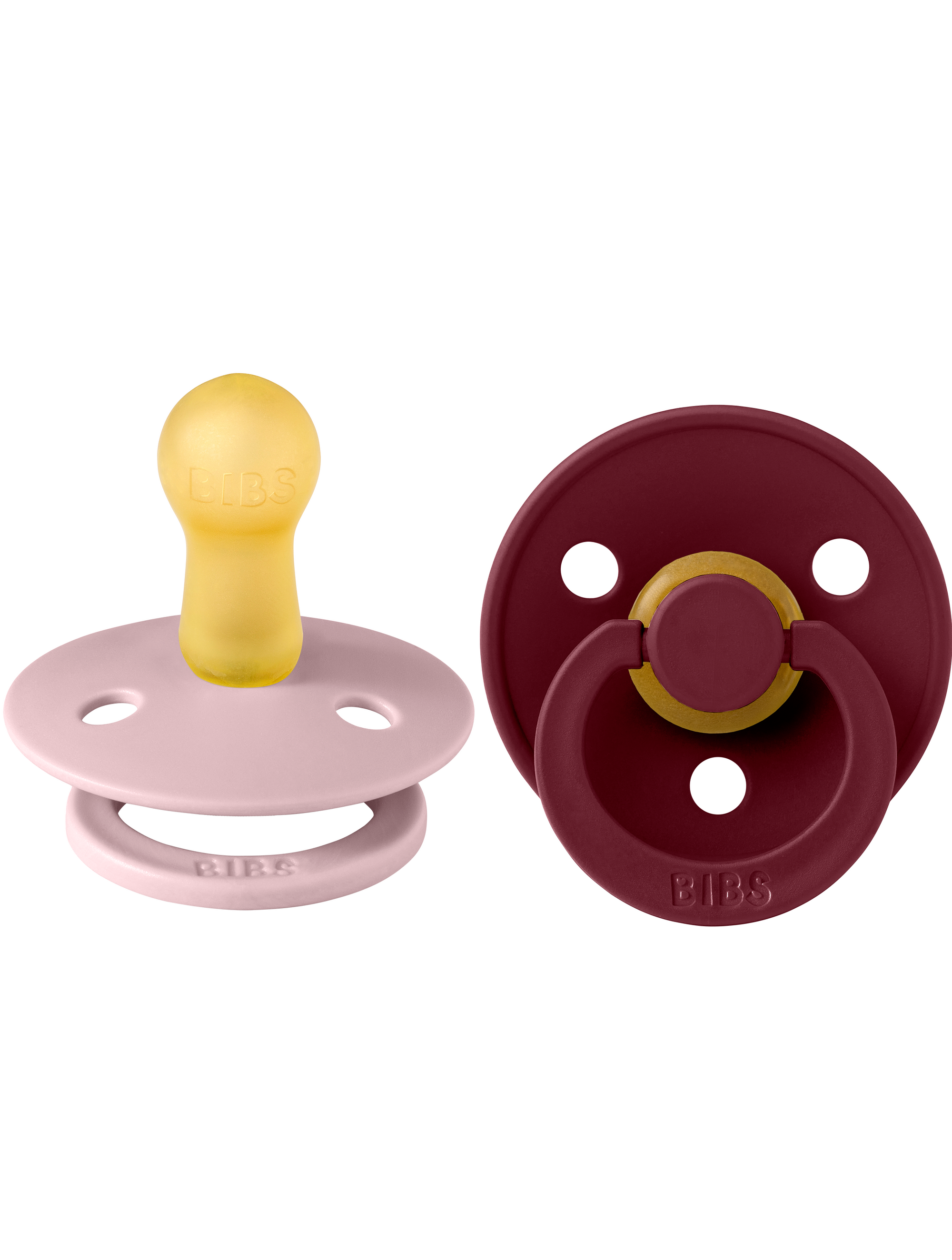 BIBS Pacifier Original COLOUR Latex 2 PK Pink Plum / Elderberry (Min. of 2 PK, multiples of 2 PK)