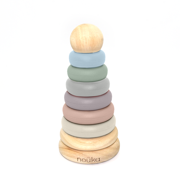 noüka Wood and Silicone Stacker-Sand Tower (Min. Of 2 PK, Multiples of 2 PK)