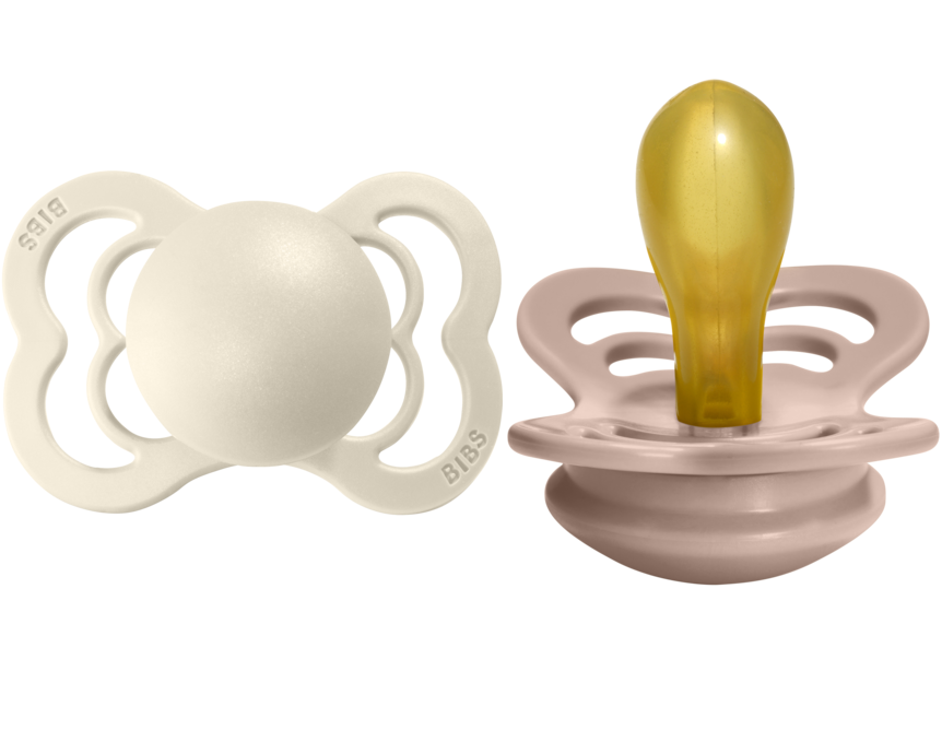 BIBS Pacifier SUPREME Latex 2 PK Ivory / Blush (Min. of 2 PK, multiples of 2 PK)