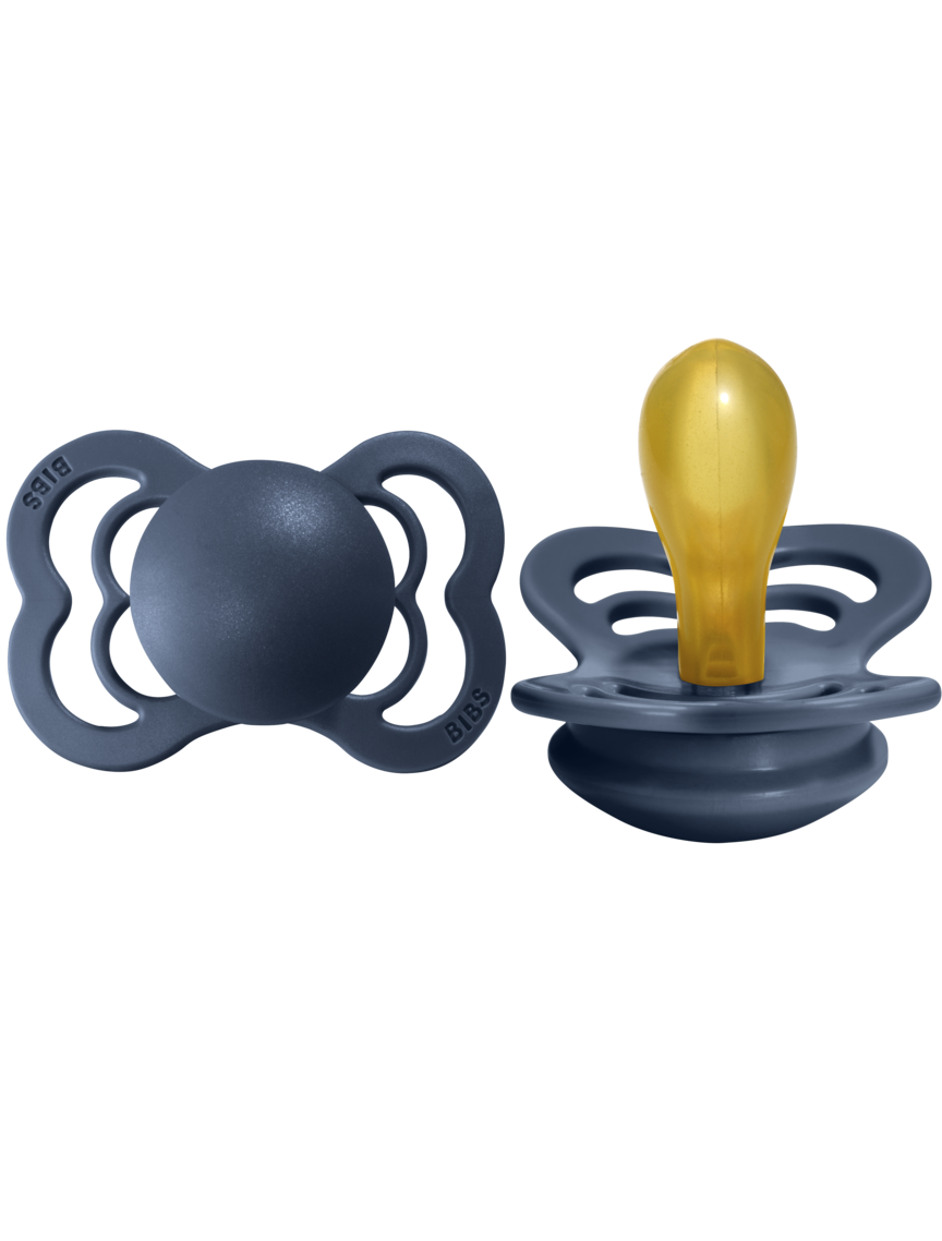 BIBS Pacifier SUPREME Latex 2 PK Steel Blue (Min. of 2 PK, multiples of 2 PK)