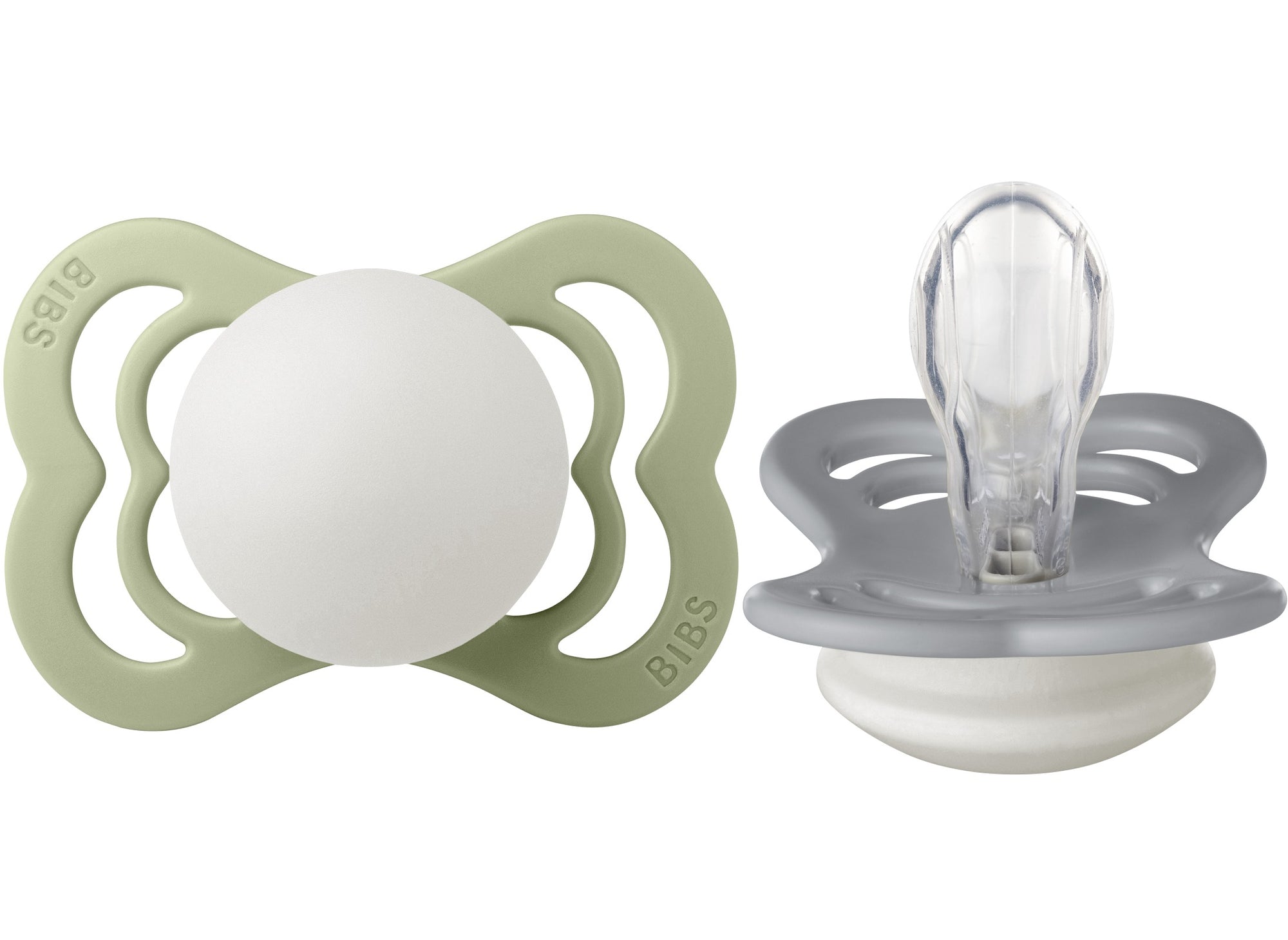 BIBS Pacifier Supreme Silicone 2 PK Sage GLOW / Cloud GLOW (Min. of 2 PK, multiples of 2 PK)