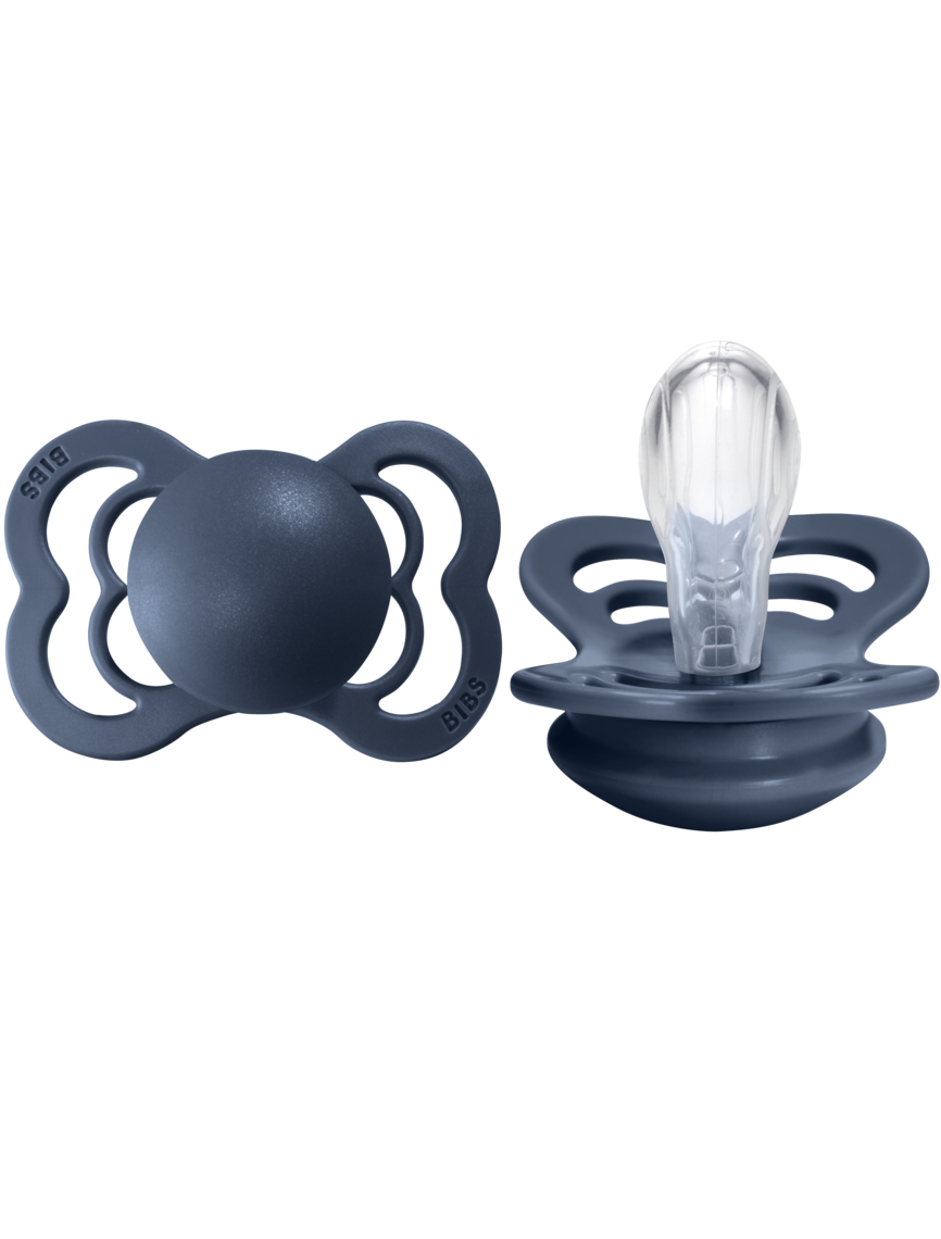 BIBS Pacifier SUPREME Silicone 2 PK Steel Blue (Min. of 2 PK, multiples of 2 PK)