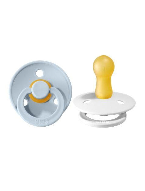 BIBS Pacifier Original COLOUR Latex 2 PK Baby Blue / White (Min. of 2 PK, multiples of 2 PK)