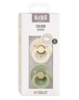 BIBS Pacifier Original COLOUR Latex 2 PK Anatomical Ivory / Sage (Min. of 2 PK, multiples of 2 PK) - MAIGHAN DISTRIBUTION CANADA