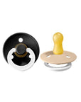 BIBS Pacifier Original COLOUR Latex 2 PK Black GLOW / Vanilla GLOW (Min. of 2 PK, multiples of 2 PK)