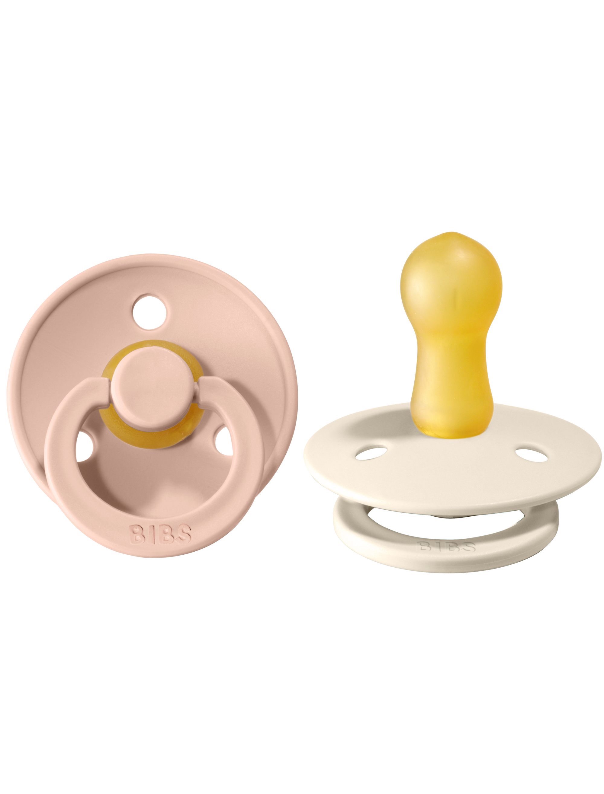 BIBS Pacifier Original COLOUR Latex 2 PK Ivory / Blush (Min. of 2 PK, multiples of 2 PK)