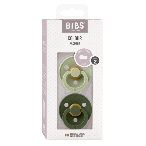 BIBS Pacifier Original COLOUR Latex 2 PK Sage / Hunter Green (Min. of 2 PK, multiples of 2 PK)