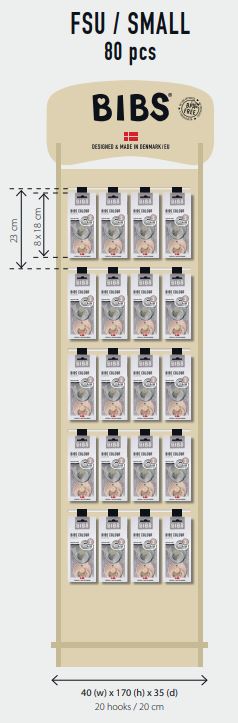 BIBS® Display - Small Standing 20 X 8 inch hooks